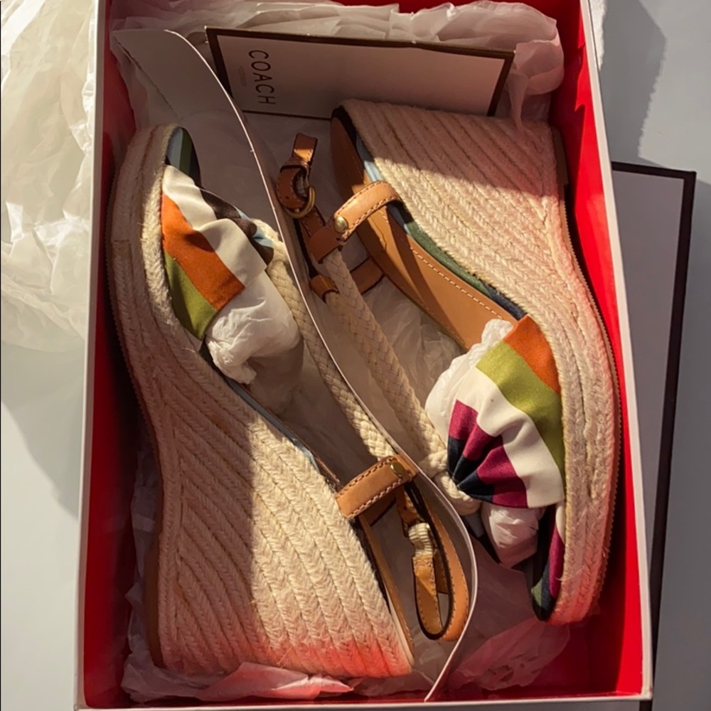Coach Catolina Stripe/V Wedges 8m - Picture 4 of 5